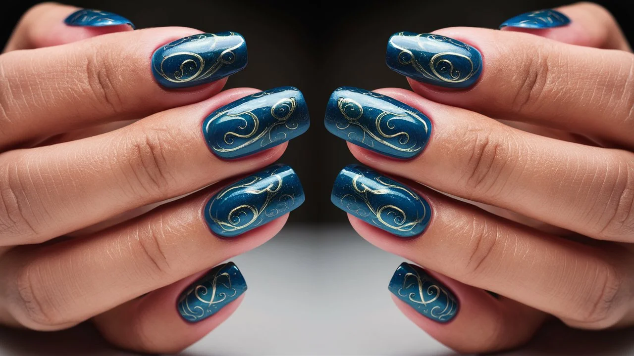 Blue Nails with Swirl: Trendy, Elegant Nail Designs - Gloss and Vibes